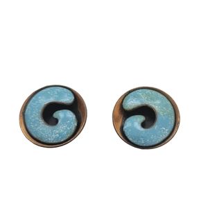 Vintage Matisse blue copper clip on earrings